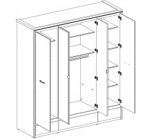 Четырехстворчатый шкаф для одежды с зеркалом Бьёрк 4DG3S Z Четырехстворчатый шкаф для одежды с зеркалом Бьёрк 4DG3S Z