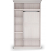 Шкаф 3-х дверный с глухой и зеркальной дверью Неаполь Ясень анкор светлый (патина "серебро")