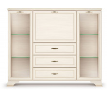 Шкаф низкий 2 стеклодвери "тумба-витрина" Сиена (Бодега Белый)